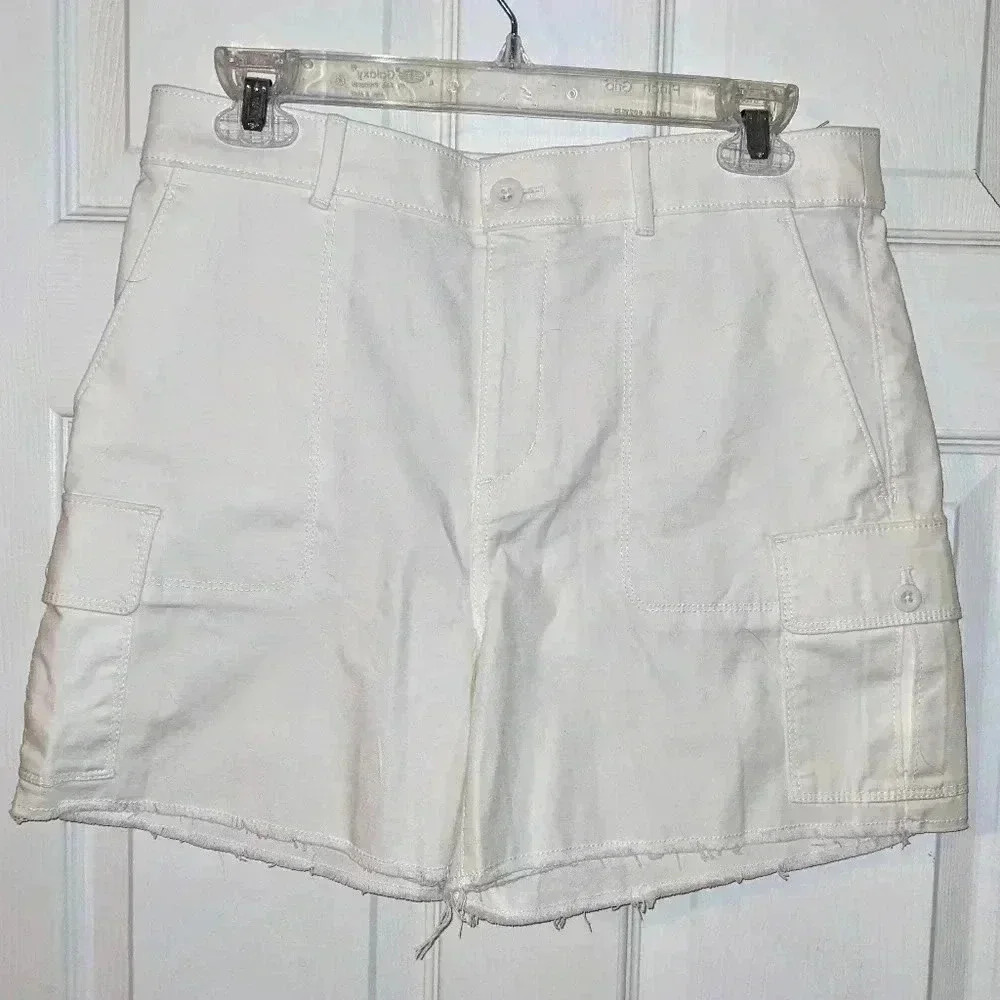 Ann Taylor‎ Loft White Cargo Cut-Off 5" Inseam Shorts Size 4 NWOT